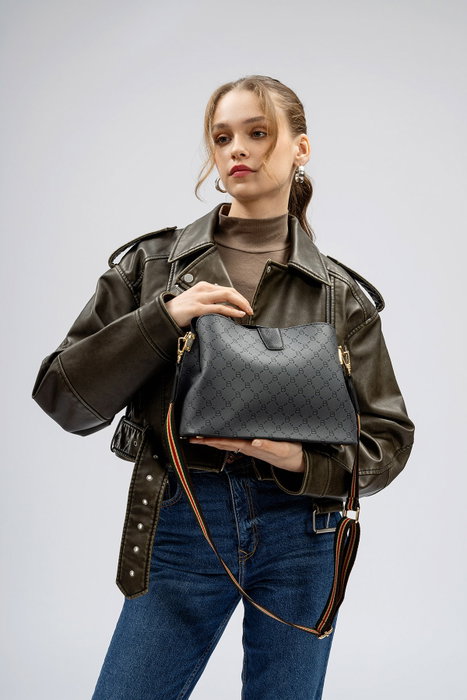 Lucky Bees Bolso Bandolera Gris y Negro Lucky Bees Bolso Bandolera Gris y Negro